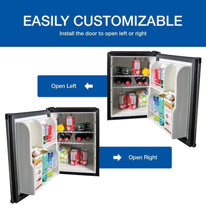 Koolatron Stainless Steel Compact Fridge, 1.76 Cu Ft, 110V AC/12V DC